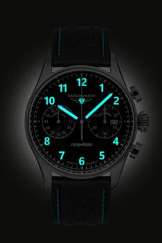 Preview: Bauhaus Aviation Herrenuhr Quarz Chronograph mit Lederarmband